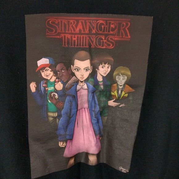 Stranger Things Black Sweatshirt Graphic Print Gildan Crew Neck Pullover - Picture 3 of 6